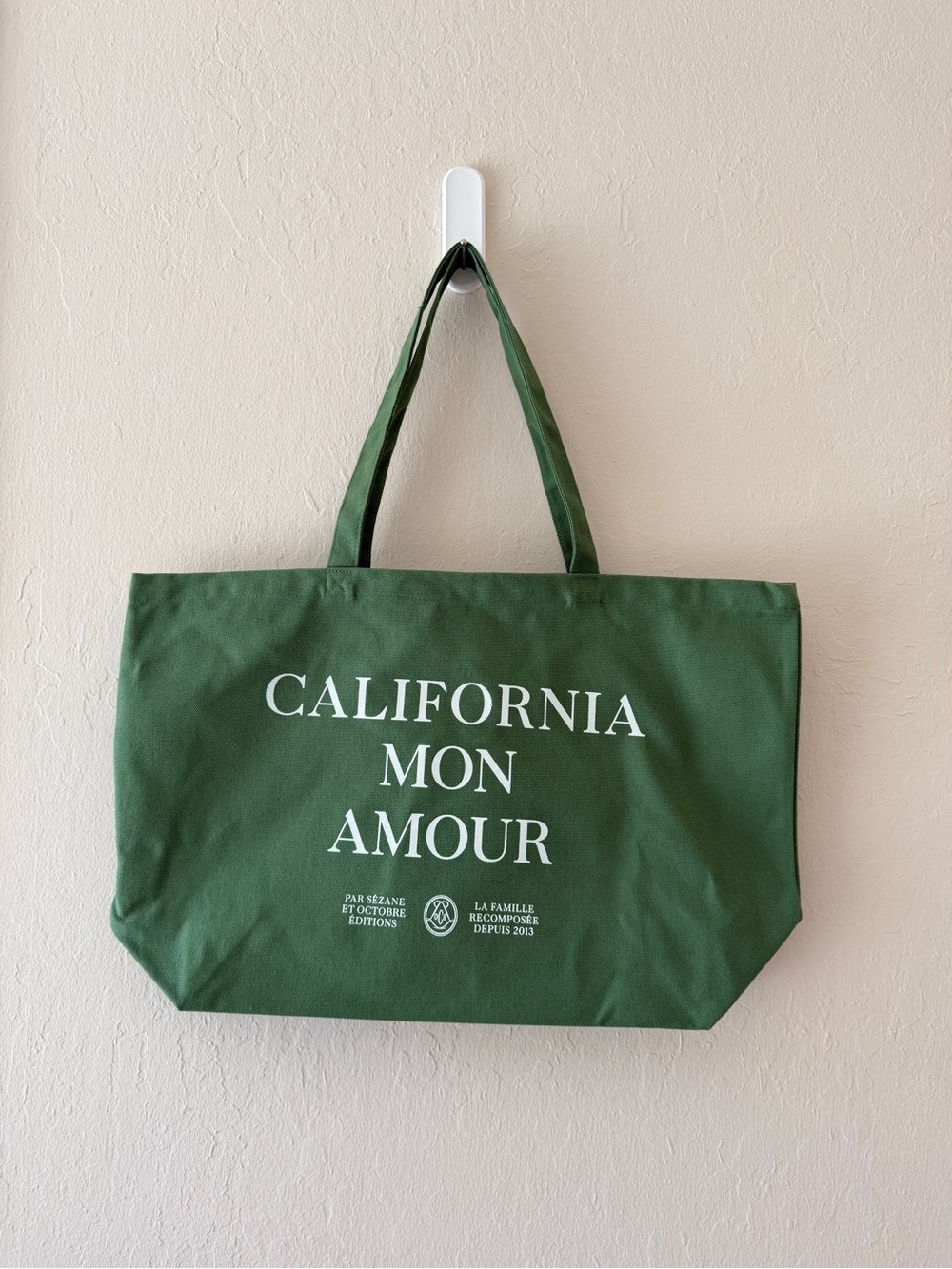 Sézane Green 'California Mon Amour' Canvas Tote Bag